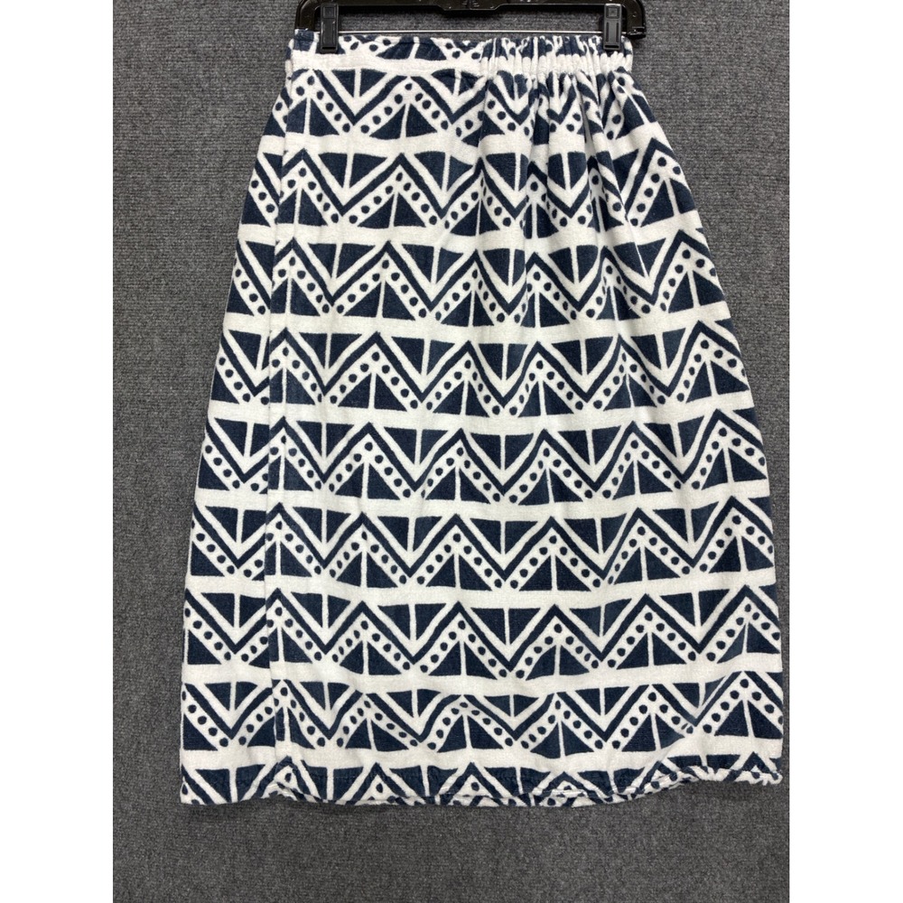 Towel Wrap Geometric Tribal Terry Cloth Navy Blue White Bath Beach Spa